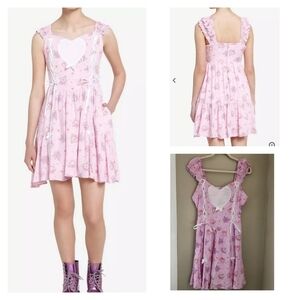Hot Topic Dress Sweet Society Kawaii Heart Lace-Up NEW Size Large #1627
